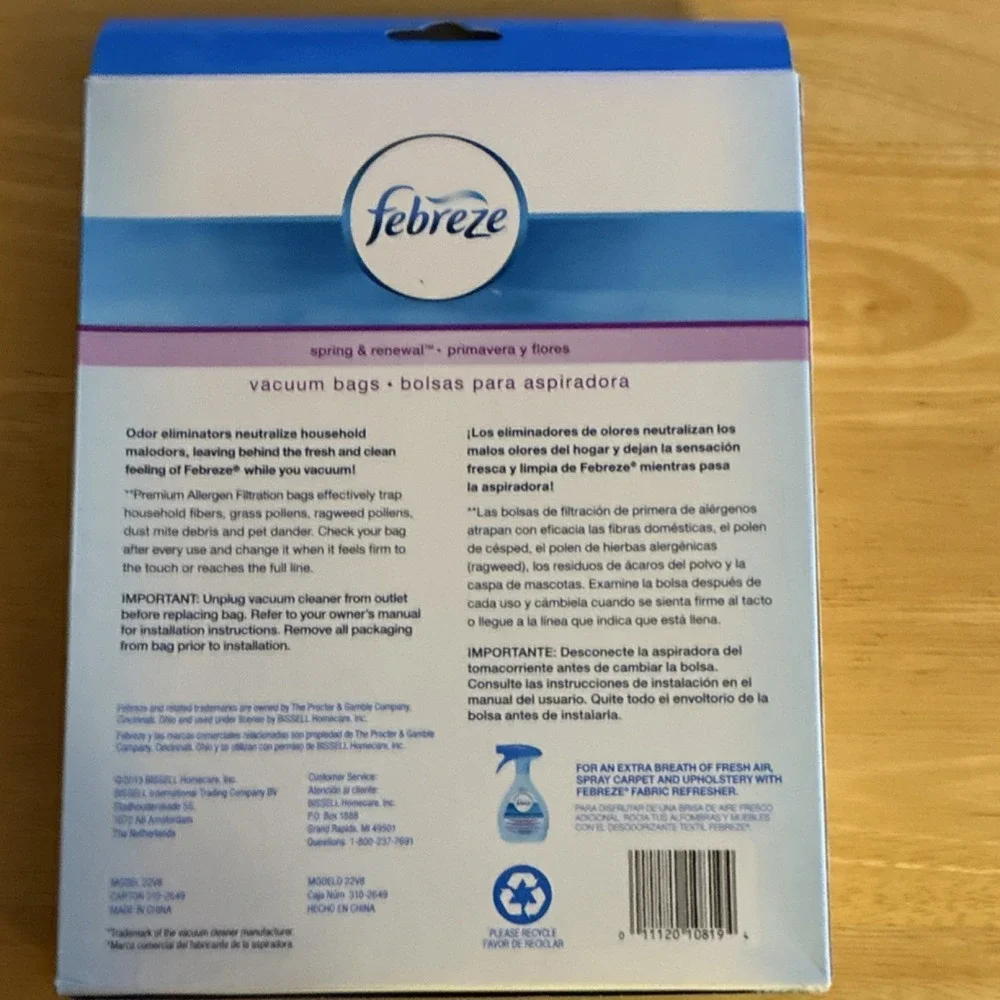 Febreze Hoover Y Vacuum Cleaner Bags 3 Pack Premium Allergen Filtration*READ